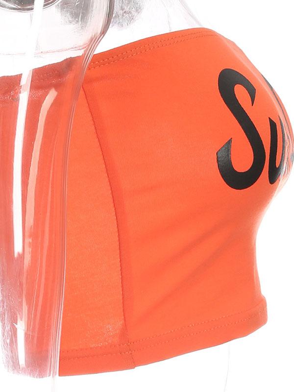 Street Casual Hip-Hop Letter Printed Strapless Tank