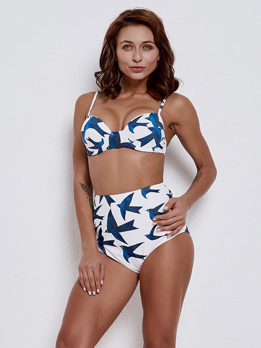 Spaghetti Straps Printed Bikinis Swimwear