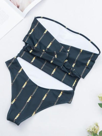 Dull Striped One-piece Swimwear