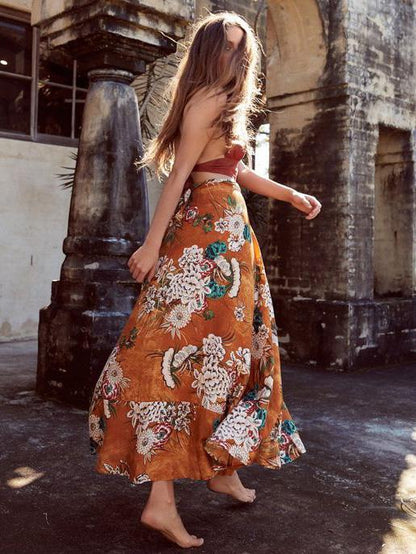 Floral Printed Bohemia Skirt Bottoms