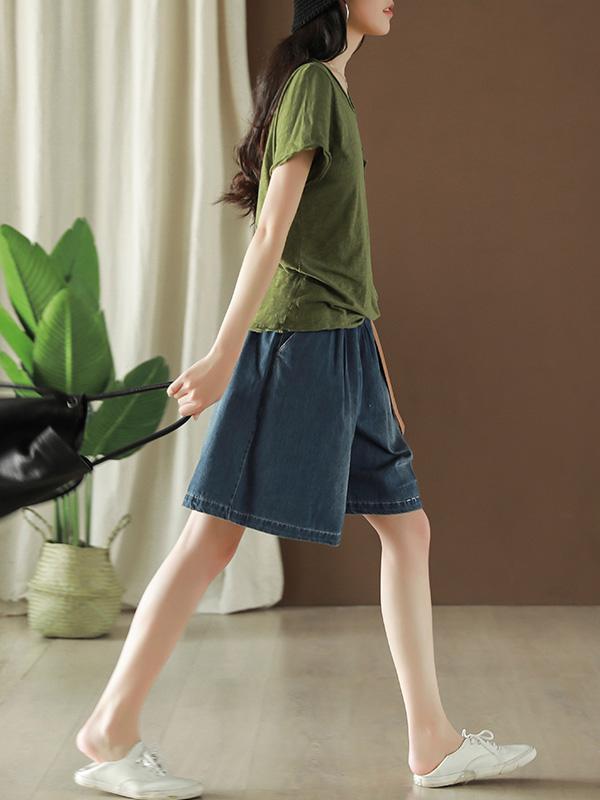 Vintage Bamboo Cotton Solid T-Shirt