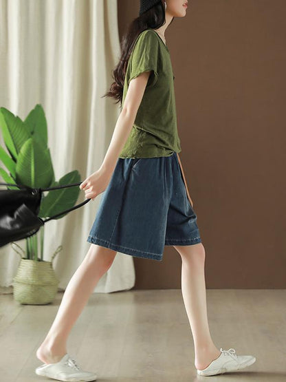 Vintage Bamboo Cotton Solid T-Shirt
