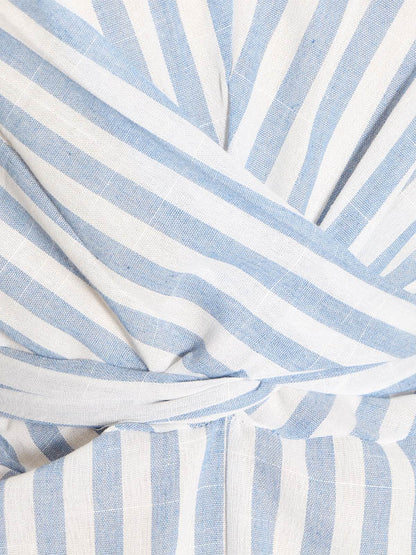 Stylish Striped Round-Neck Raglan Sleeve Midi Dress