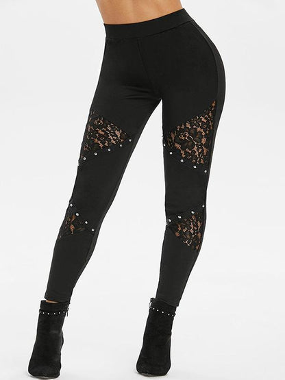 Solid Wrap Lace Casual Pants Bottoms