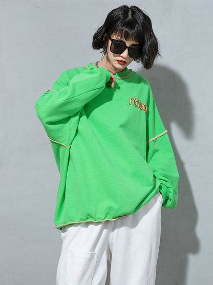 Casual Contrast Color Printed Long Sleeves Sweatshirt Top