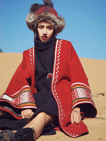 Original Flared Embroidered Woolen Outwear