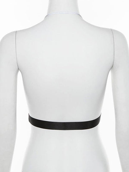 Solid Halterneck Tank Top And Casual Pants Bottoms Suits