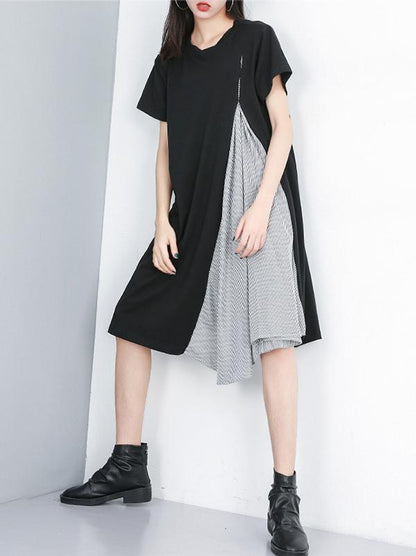 Stripe Split-joint Long Shirt Dress