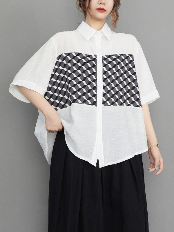 Original Contrast Color Printed Blouse