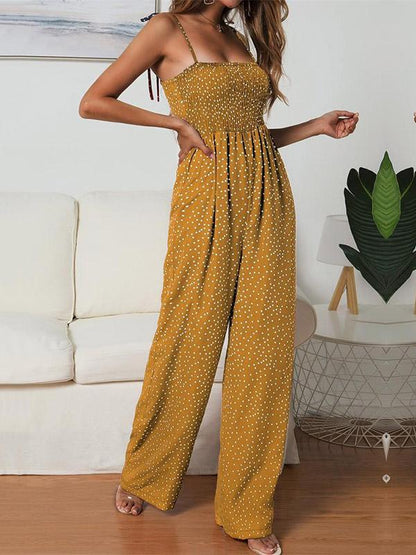 Polka-dot Spaghetti-neck Jumpsuits Bottom