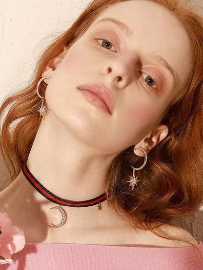 Moon Star Long Earring
