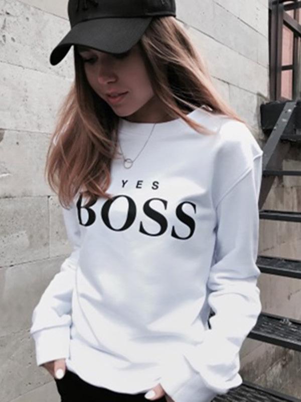 Letter Printed Round-neck Sweatershirt