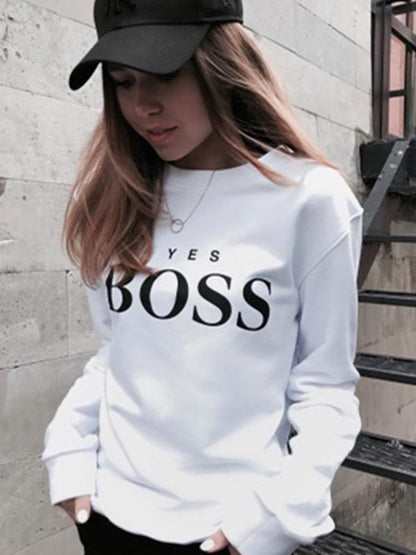 Letter Printed Round-neck Sweatershirt