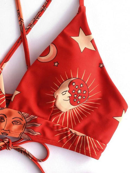 Lace Up High Cut Bikini Swimsuit