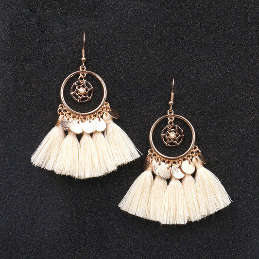 Round fashion tassel earrings