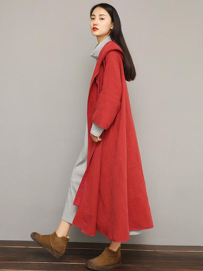 Double Cotton Lace-up Long Cloak