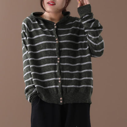 Buykud Soft Comfort Classic Stripe Casual Knitted Hoodie