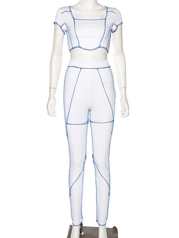 Fashion U-Neck Short Sleeves Yoga Suits