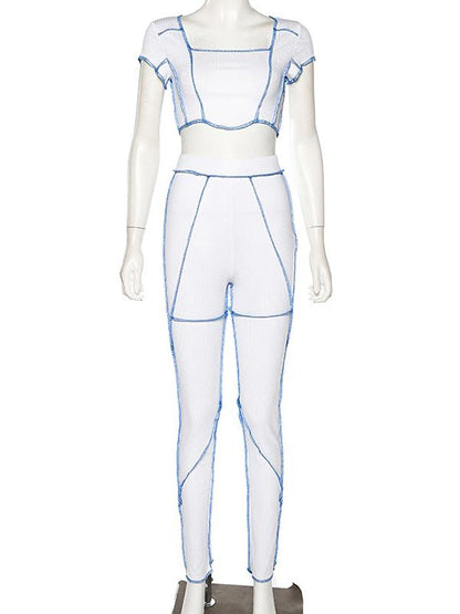 Fashion U-Neck Short Sleeves Yoga Suits