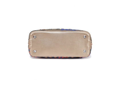 Splicing contrast color creative multi-function woven simple shoulder bag