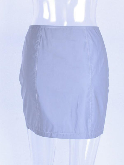 Solid Zipper High Waist Skirts