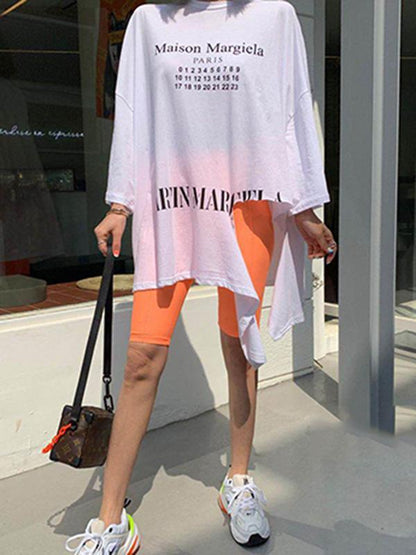 Front Slipt Printed Long Sleeve Tees