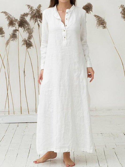Plus Size Linen Cardigan Loose Maxi Dress