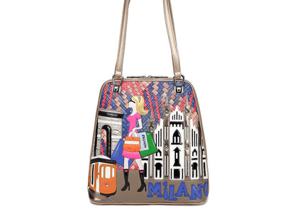 Splicing contrast color creative multi-function woven simple shoulder bag