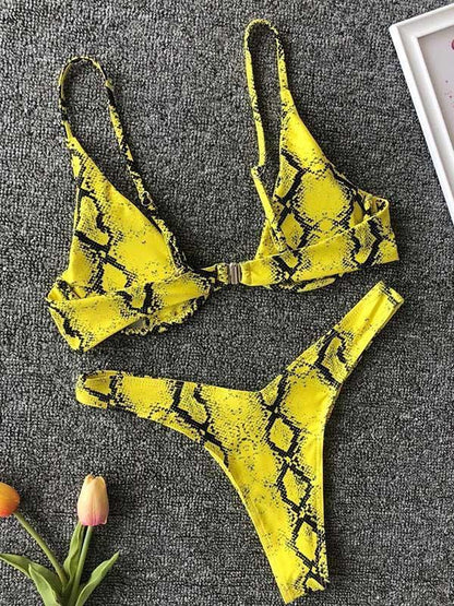 Snakeskin&Leopard Underwired Bikinis Swimwear