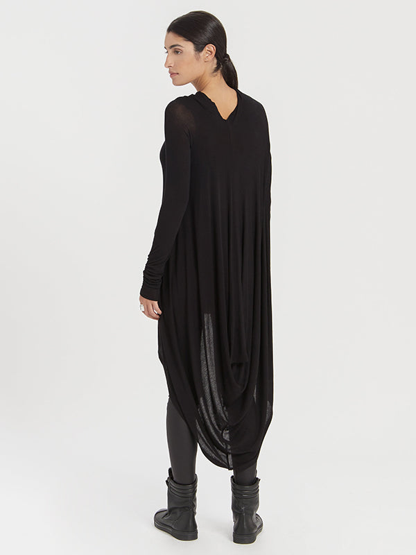 Casual Simple Loose Solid Color Irregular Clipping High-Low Round-Neck Long Sleeves T-Shirt Tops