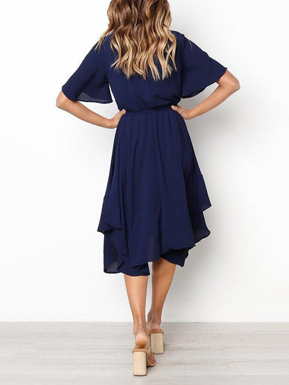 Bohemia Cropped Elastic Solid Midi Dresses