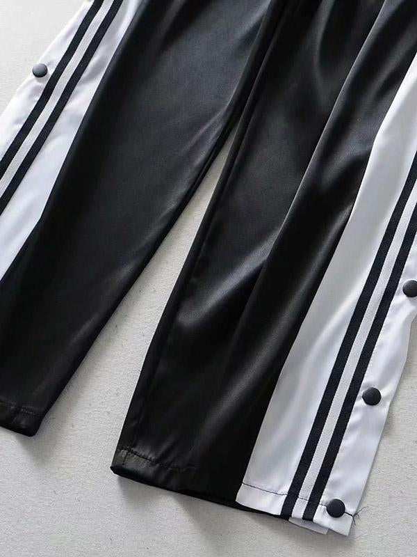 Contrast Color Loose Casual Wide Leg Pants Bottoms