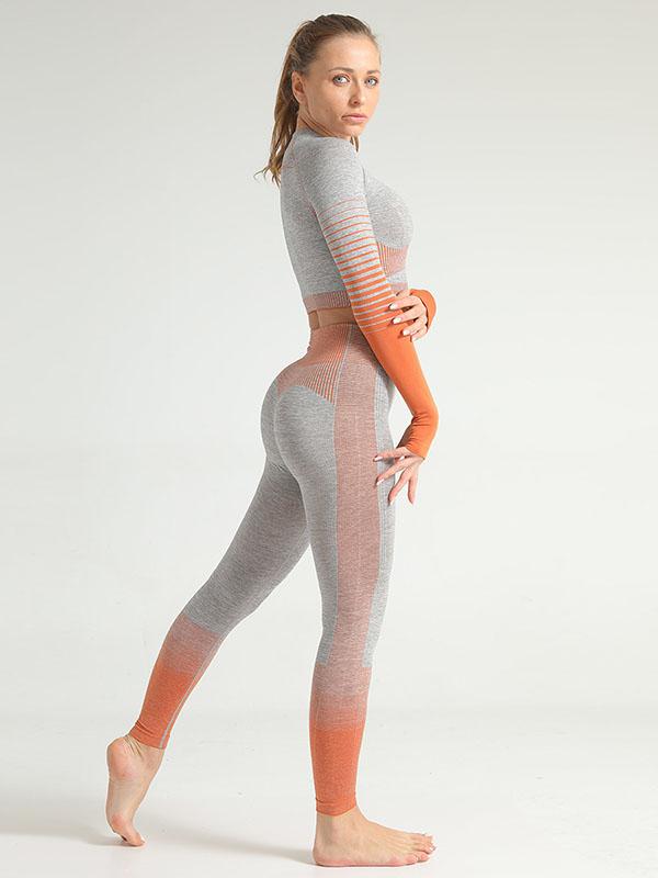 Stripe Knitting Yoga Suits
