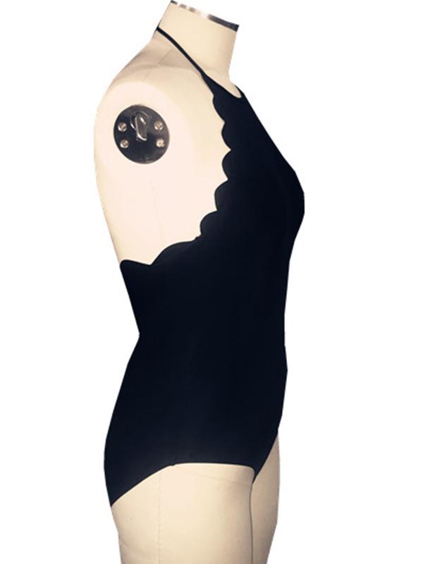 Halter-neck Backless One-piece Swimwear