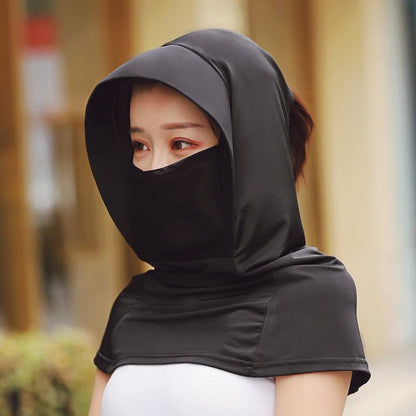 Solid Color Gauze Ice Silk Mask Multi-Functional Sunscreen Hat