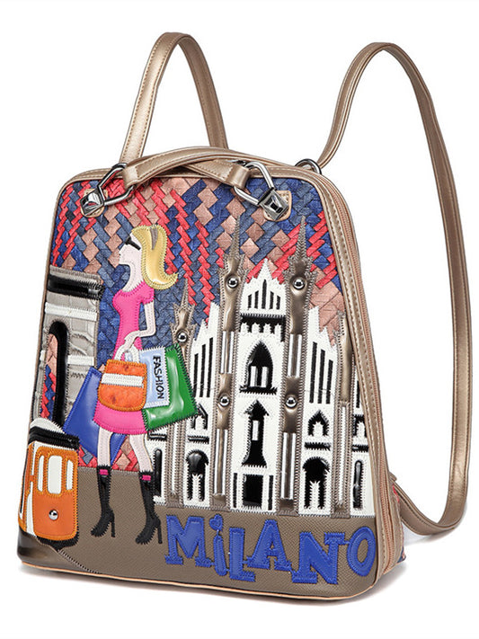 Splicing contrast color creative multi-function woven simple shoulder bag