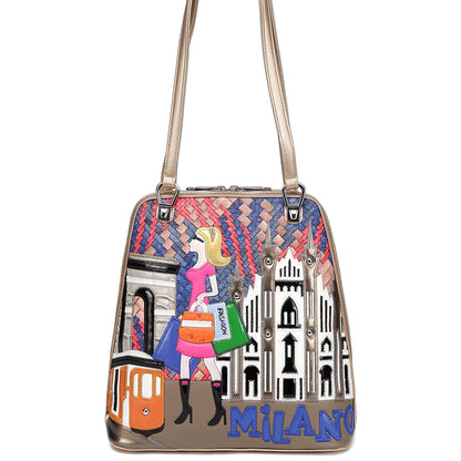 Splicing contrast color creative multi-function woven simple shoulder bag