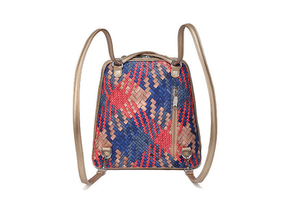 Splicing contrast color creative multi-function woven simple shoulder bag