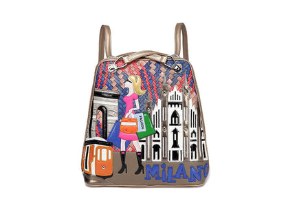Splicing contrast color creative multi-function woven simple shoulder bag