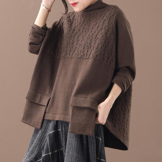 Buykud Casual Spliced Pure Color Comfortable Sweater