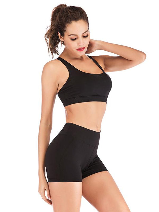 Solid Elastic Fitness Hip-lift Shorts