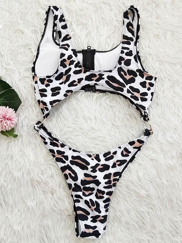 Sexy Hollow Zipper Backless One-Piece Swimwear