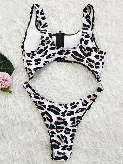 Sexy Hollow Zipper Backless One-Piece Swimwear