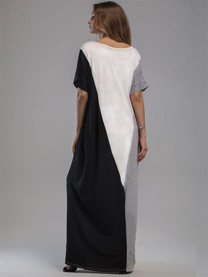 Loose Color-block Split-joint Long Dress