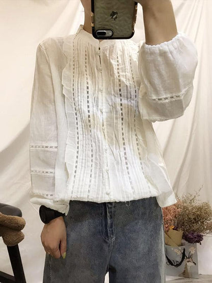 Casual Linen Embroidered Blouses