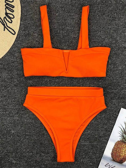 Bandeau With High Waist Bikini Set