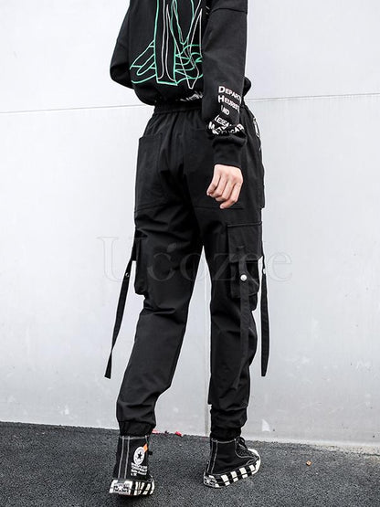 Casual Zipper Drawstring Overall Pants