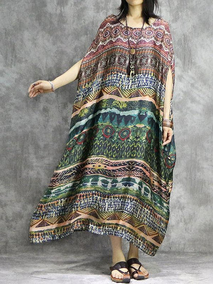 National Silk Batwing 2-Pieces Long Dress