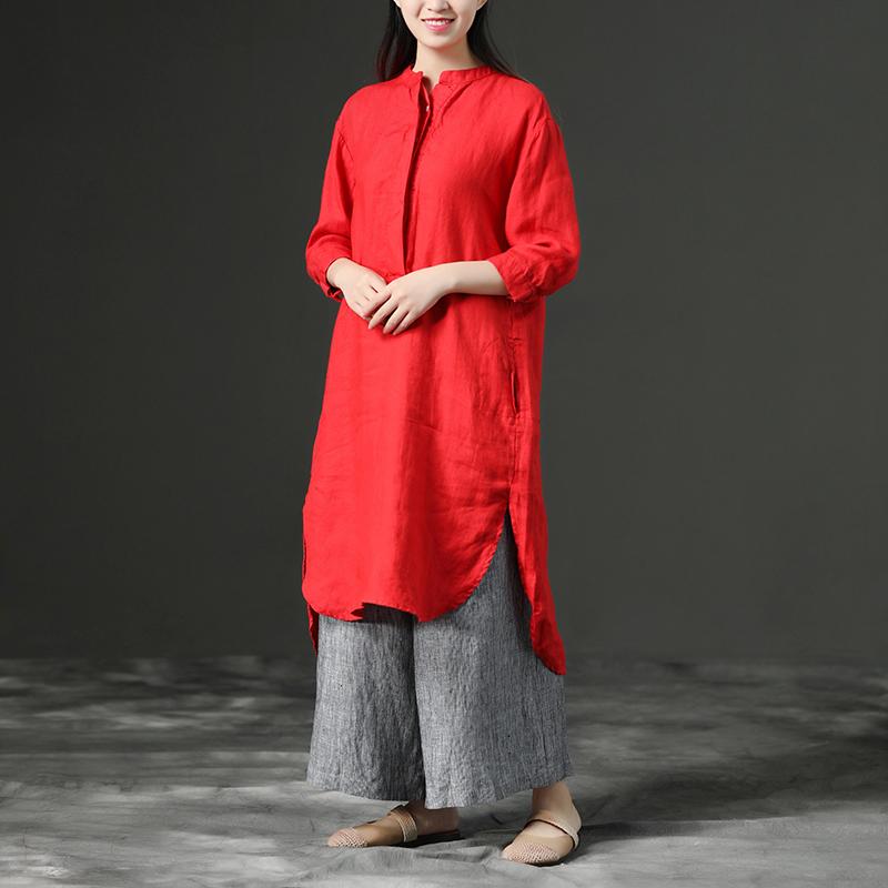 Red Leisure Loose Three-Quarter Casual Dresses For Women