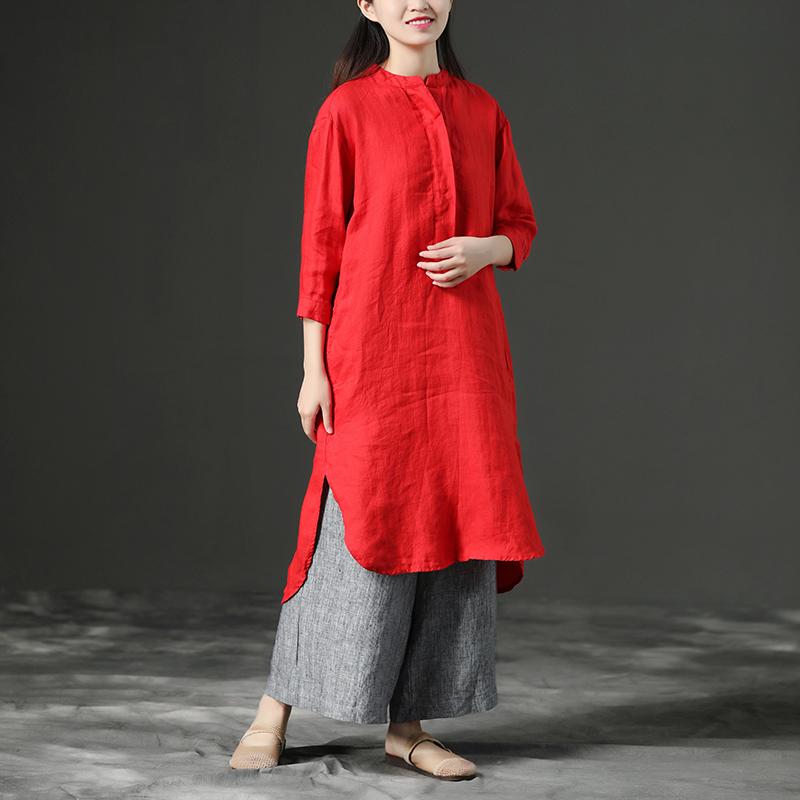 Red Leisure Loose Three-Quarter Casual Dresses For Women